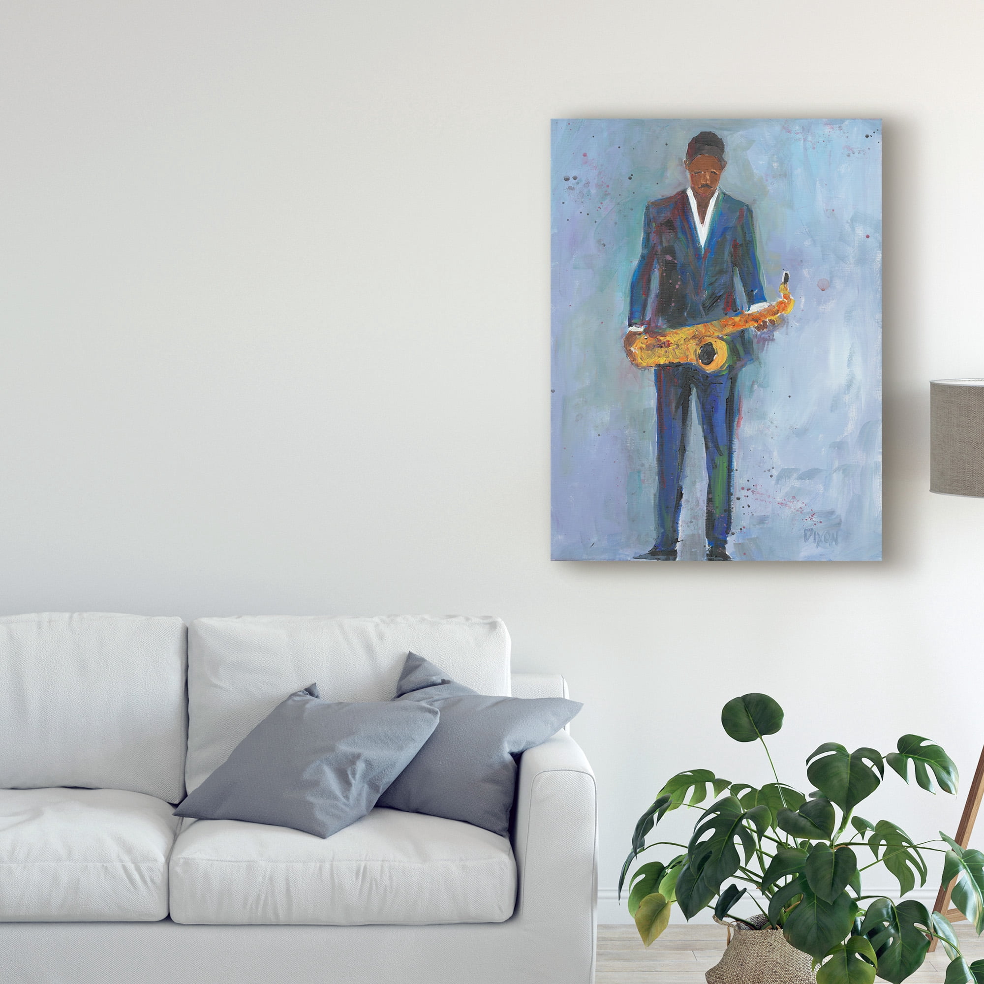 Trademark Fine Art 'Sax in a Blue Suit' Canvas Art by Samuel Dixon