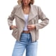 thumbnail image 1 of Chaquetas de Piel Sintética para Mujer, Estilo Ante, Ideales para Otoño e Invierno. Abrigo Corto Abierto por Delante. Albaricoque XL, 1 of 8