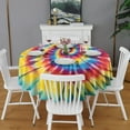 thumbnail image 2 of Colorful Tie Dye Mandala Pattern Round Tablecloth 60"x60",Wrinkle Wipeable Table Cloth for Kitchen Dining Room Picnic Patio Party, 2 of 6