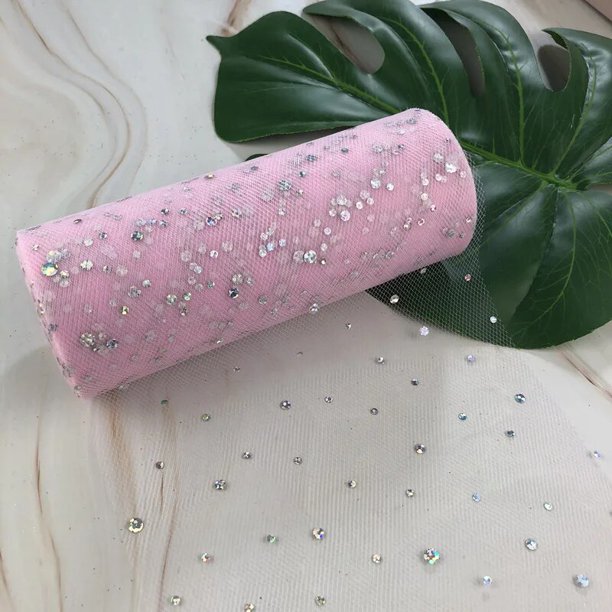 Rollo de tul con lentejuelas brillantes, tela de Organza brillante, suministros para fiestas, 10 yardas, 15cm