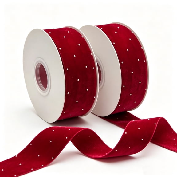 Velvet Ribbon Red 25 mm x 18 m Christmas Ribbon, Satin Ribbon for Gift Wrapping, Christmas Decoration, Decorative Ribbon and Crafts (Red)