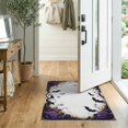 thumbnail image 2 of ODIKA 2'x3' Washable Doormat Non-Slip, Low Pile Purple Gothic Bat Halloween Flowers Boho Design with Ornate Floral Scrollwork for Entryway, Kitchen, Laundry Room, 2 of 7