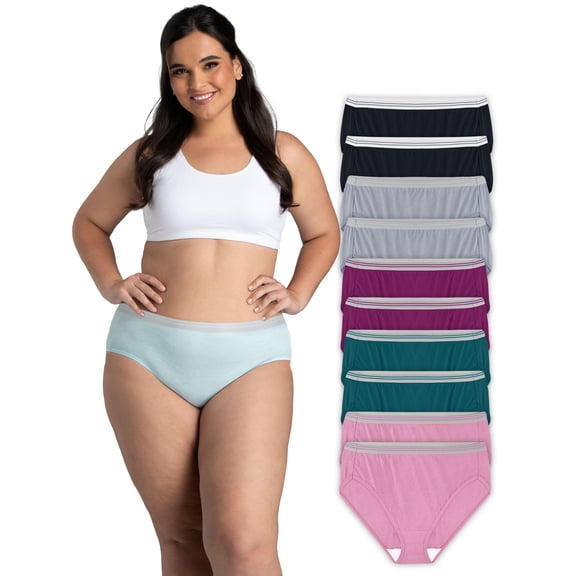 Fit for Me Women's Plus Heather Hi-Cut Underwear, Multipack, Sizes 9-13