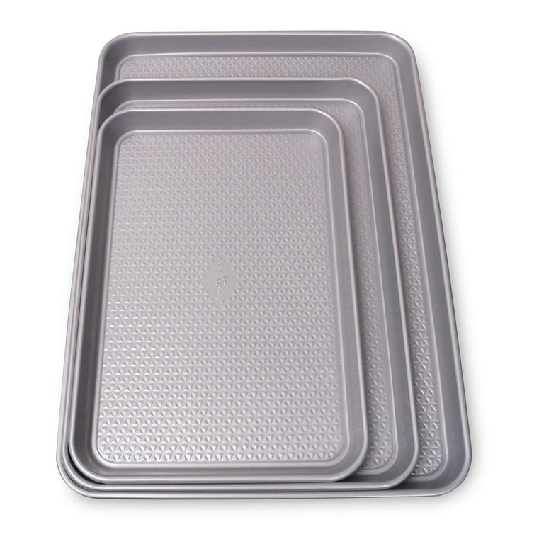 Nordic Ware Naturals Aluminum 3 Piece Sheet Pan Set, Jelly Roll, Quarter  Sheet and Eighth Sheet Pans 