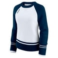 thumbnail image 3 of Women's WEAR by Erin Andrews White/Navy New England Patriots Colorblock Raglan Sweater, 3 of 4