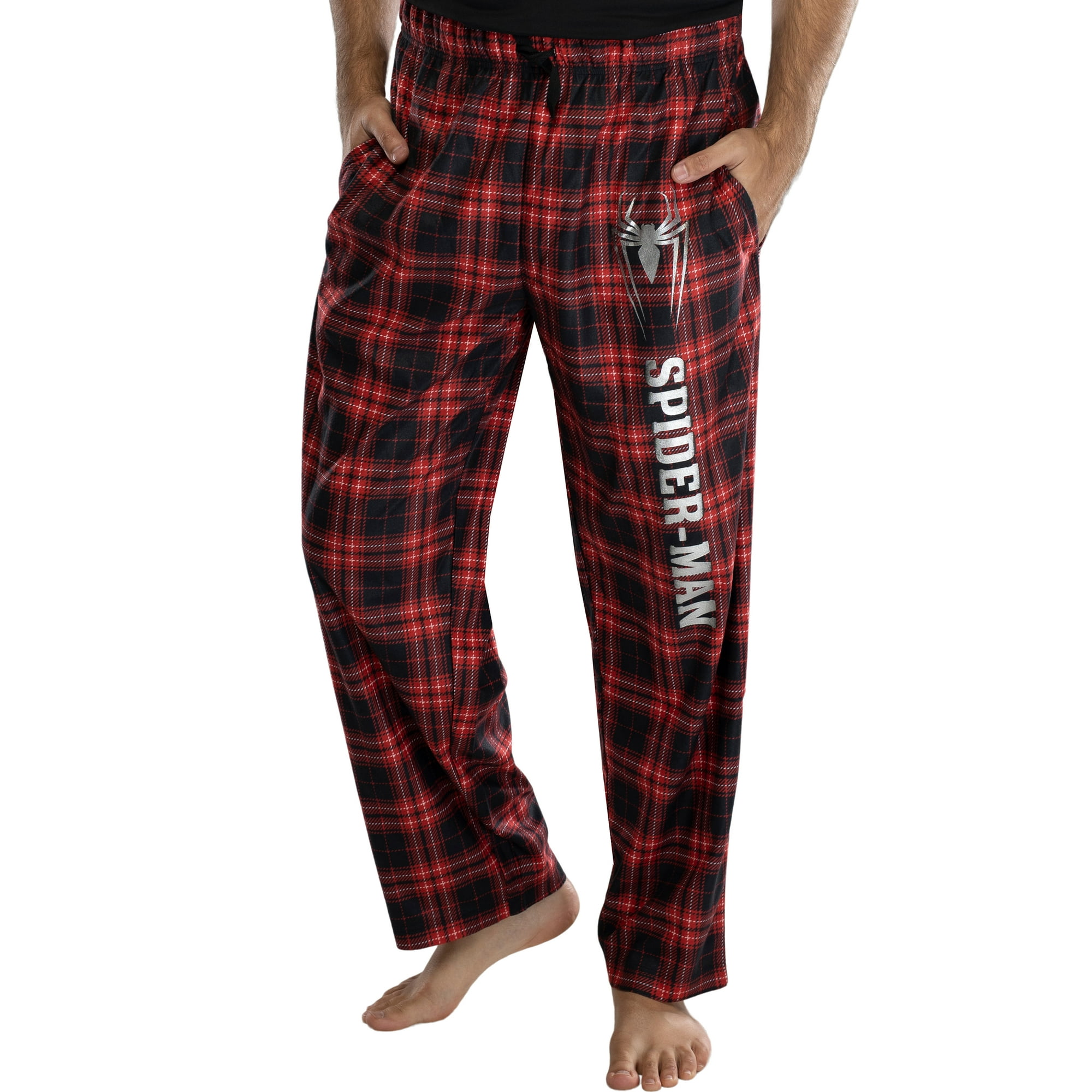 Marvel Comics Men s Spider Man Plaid Loungewear Pajama Pants MD Walmart
