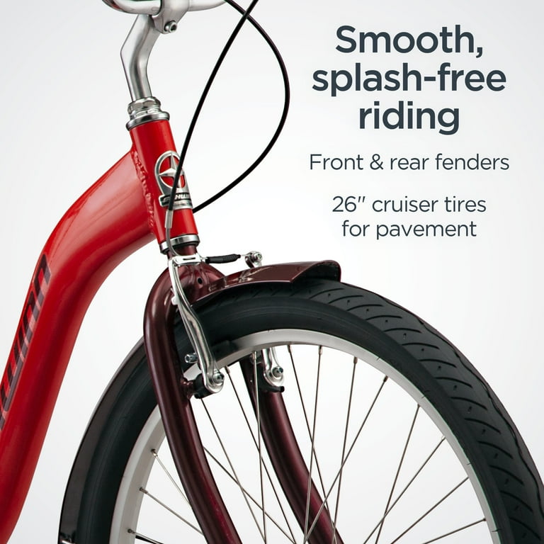 Schwinn Meridian Adult Tricycle, 26 Inch Wheels, Single Speed, Red