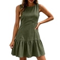 thumbnail image 7 of Kukoosong Women's Sleeveless Round Neck Tank Dress, Ruffle Hem Mini Casual Loose Flowy A-Line Dress, Summer Beach Party Slim Date Dress, 7 of 7