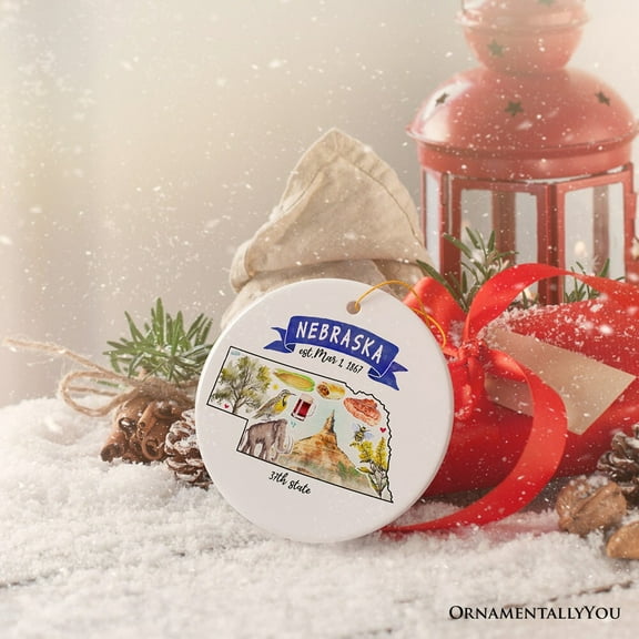Artistic Nebraska State Themes and Landmarks Christmas Ornament