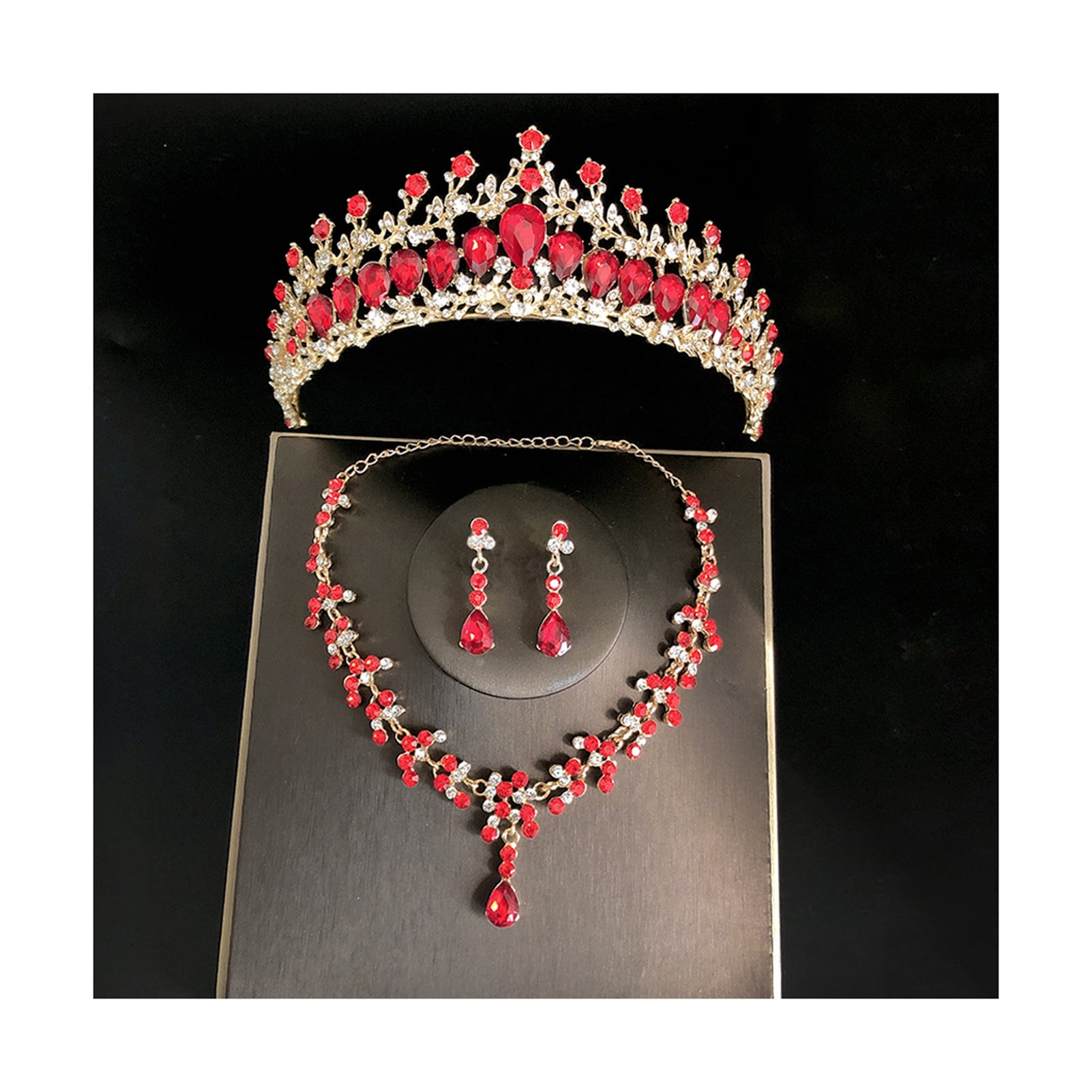 Lacy Dress Wedding Jewelry ,Wedding Three-Piece, Earrings, Necklaces, Crown ,Diamond Jewelry,flash Jewelryedd,crystal Korean Bridal Crown Three-Piece