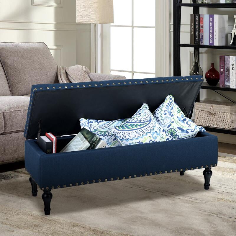 MF Studio MidCentury Large Storage Ottoman 47"Tufted Foam Padded Lid