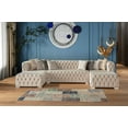 thumbnail image 4 of Portofino Cream Velvet Double Chaise Sectional, 4 of 5
