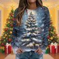thumbnail image 2 of Weiqiqre Winter Clothing for Women Long Sleeve Work Tops Casual Crewneck Cute Printed Xmas Blouses Tunics Ladies Christmas Top, 2 of 5