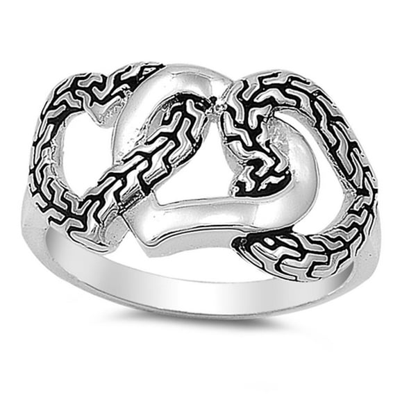 Sterling Silver Women's Popular Heart Love Ring Promise 925 Band 12mm Jewelry Female Male Size 4