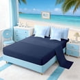 thumbnail image 4 of Manfei Minimalist Blue Compass Stripe Bedding Comforter Set for Kids Boys and Girls, Nautical Marine Print Full Bedding Set, Navy Reversible 7-Piece, 4 of 6