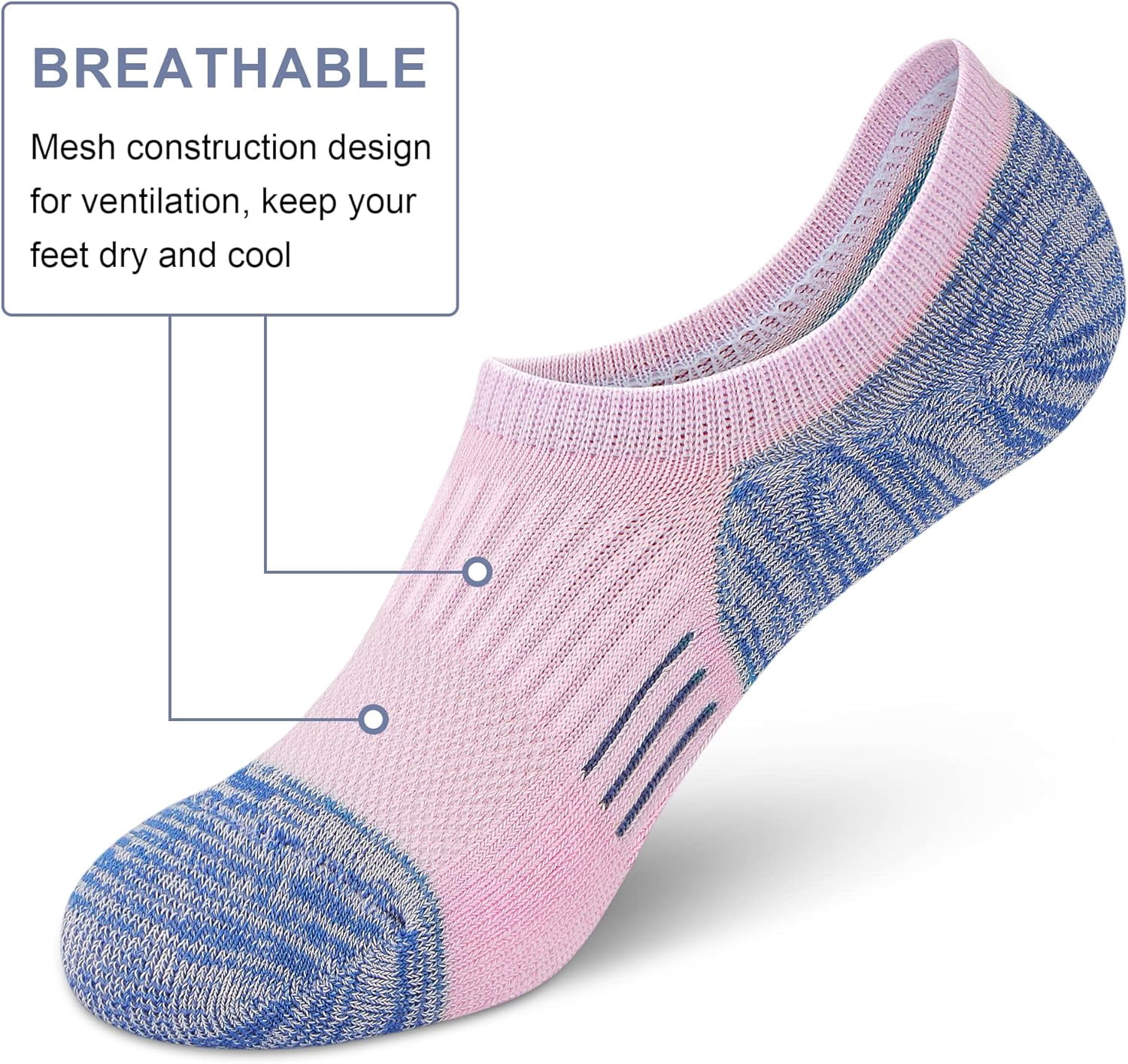 No Show Socks Womens Athletic Cushion Ankle Footies Low Cut Socks 5-6 Pairs