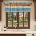 thumbnail image 6 of Farmhouse Light Blue Brown Curtain Valances for Windows, Kitchen Valance Window Treatments Panel 2 Pack, Vintage Wooden Striped Rod Pocket Short Curtains for Bathroom Bedroom 60 x 18 Inch, 6 of 8
