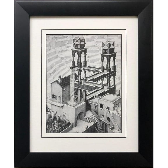 M.C.Escher "Waterfall" 1961 CUSTOM FRAMED Art Generic