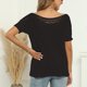 thumbnail image 3 of Camiseta informal holgada con escote calado y hombros descubiertos para mujer, manga corta, color negro S, 3 of 5