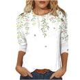 thumbnail image 2 of Fiudx Camisetas para Mujer Blusa Holgada con Estampado de Pascua y Cuello Redondo Retro de Manga Tres Cuartos a La Moda para Mujer, 2 of 4