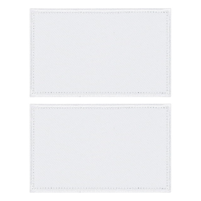 Uxcell 2-Pack Parche en Blanco Sólido Blanco, 3.1" x 2" Parches Rectangulares Bordados de Color Puro para Ropa
