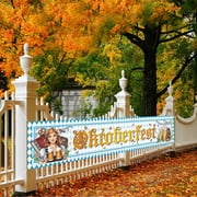 Oktoberfest Decorations Outdoor Octoberfest Banner for Fence Oktoberfest Party Bavarian Flag Decorations and Supplies for Home, 1.6 x 9.8 ft
