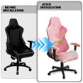 thumbnail image 5 of Jiueut Pink Golden Marble Print Gaming Chair Cover with Armrest Cover, Universal Rotating Chair Slipcovers with Elastic Bottom for Home Studio, 5 of 7