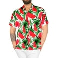 thumbnail image 4 of LA LEELA Men's Hawaiian Shirts Short Sleeve Button Down Shirt Mens Holiday Shirts Summer Beach Casual Aloha Tropical Shirts for Men Funny L All Watermelon Slice, Red, 4 of 6