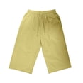 thumbnail image 5 of HKYNLAG Bermuda Shorts for Women Knee Length Plus Size Cotton Linen Shorts Elastic Waist Drawstring Shorts Summer Capris Pants with Pockets Yellow XL, 5 of 9