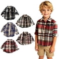 thumbnail image 4 of JUMEYU Boys Shirts Button Toddler Boys Flannel Plaid Printed Coat Collar Button Down Jacket Kids Casual Outwear with Pocket Jacket Size 10-11 (Red,10-11 Years), 4 of 9