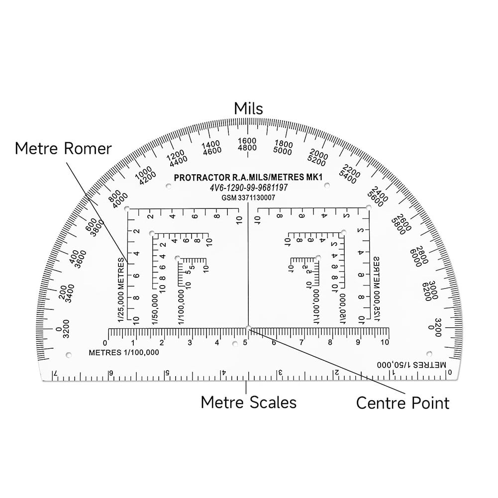 Protractor Coordinate Scale Navigation For Reading Maps With Ruler For G2Ab Mp-1 Fangkenuo