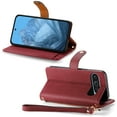 thumbnail image 3 of Wallet Case Compatible for Google Pixel 9 Pro XL Fold Case with Card Slots,Strap & Kickstand Leather with Zipper Shockproof Slim Cover Phone Case for Google Pixel 9 Pro XL Fold Wallet Case,Red, 3 of 6