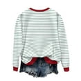 thumbnail image 4 of Cavosen Christmas Fleece Pullover Women Crew Neck Long Sleeve Ugly Pullover Stripe Solid Loose Blouses Party Shirt Tops, 4 of 9
