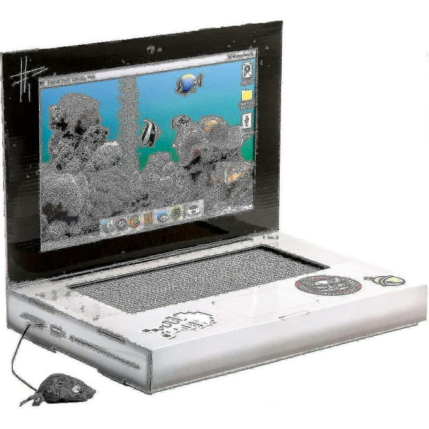 Cat Scratcher Laptop, Cat Scratch Pad Laptop With Fluffy 'mouse' Interactive Cat Toys, Kitten Cat Sc