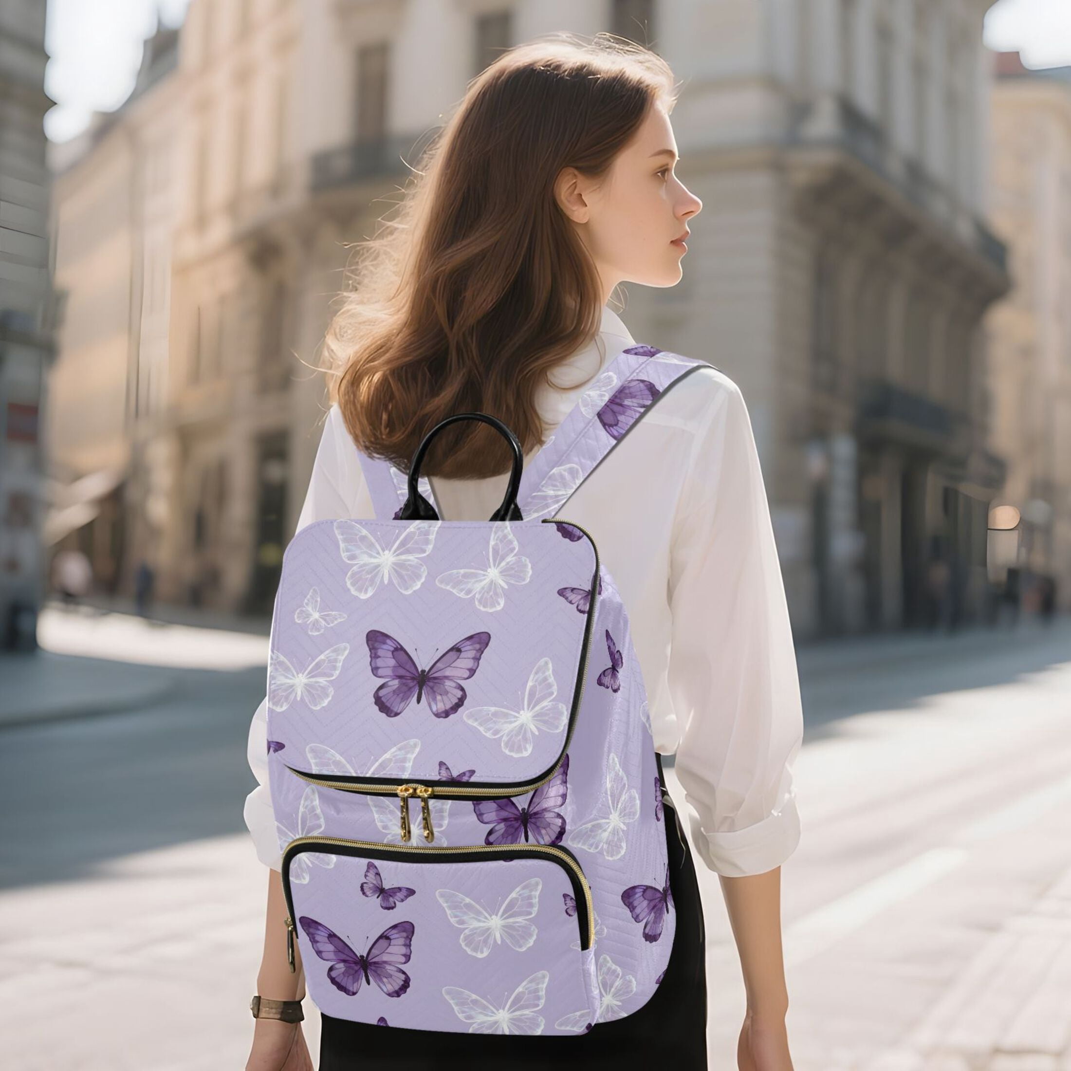 ALAZA Butterfly Purple Travel Backpack Laptop Bag Large Capacity Daypack