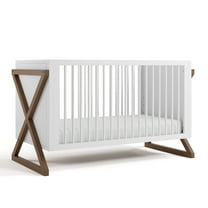 Storkcraft Equinox 3-in-1 Convertible Baby Crib, White with Hazelnut