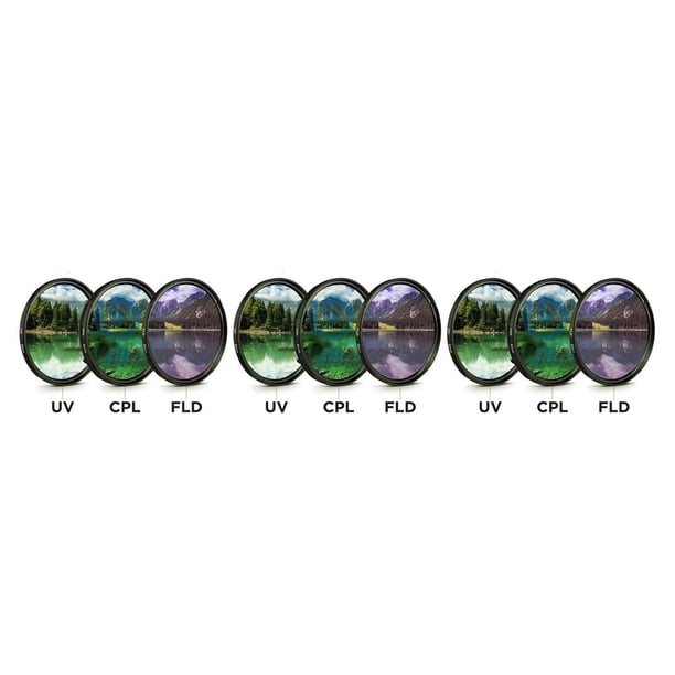 Sidaley Juego de filtros de lente CPL FLD de luz púrpura de 3 uds con cámara de bolsa 49MM 52MM 55MM 58MM 62MM 67MM 72MM 77MM reemplazo de Protector de Type7 NO7