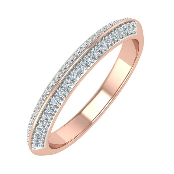 1/5 Carat Prong Set Diamond Wedding Band Ring in 14K Rose Gold (Ring Size 9.75) (I1-I2 Clarity)