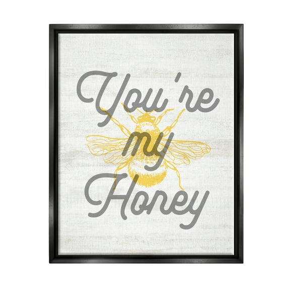 Stupell Industries You're My Honey Bee Phrase Animals & Insects Painting Black Floater Framed Art Print Wall Art, 17 x 21