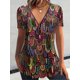 thumbnail image 2 of Camiseta Con Cuello En V Y Cremallera Frontal Con Estampado Completo, Camiseta Informal De Manga Corta Para Primavera Y Verano, Ropa De Mujer, 2 of 4