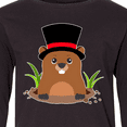 thumbnail image 4 of Inktastic Groundhog Day with Groundhog in Top Hat Long Sleeve Youth T-Shirt, 4 of 5
