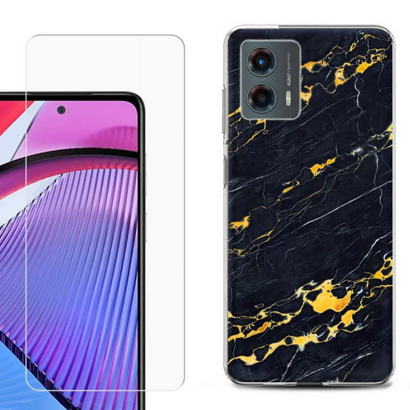 OneToughShield ® Compatible with Motorola Moto G 5G 2023, Shockproof Phone Case, with Tempered Glass Screen Protector - Marble / Lava