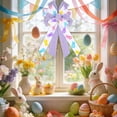 thumbnail image 4 of Uutvery Easter Bow Knot, 53x29cm Linen Like Handmade Decorative Bow with Egg Patterns, for Wreath Gift Box Door Wall Hanging Decor, 20.9x11.4 Inches, 4 of 6