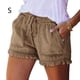 thumbnail image 5 of Minnieouse Pantalones cortos de mezclilla cordón elástico transpirable mujeres Jean pantalones cortos playa vacaciones ejercicio moda verano Prendas para la parte inferior del cuerpo Caqui S, 5 of 6