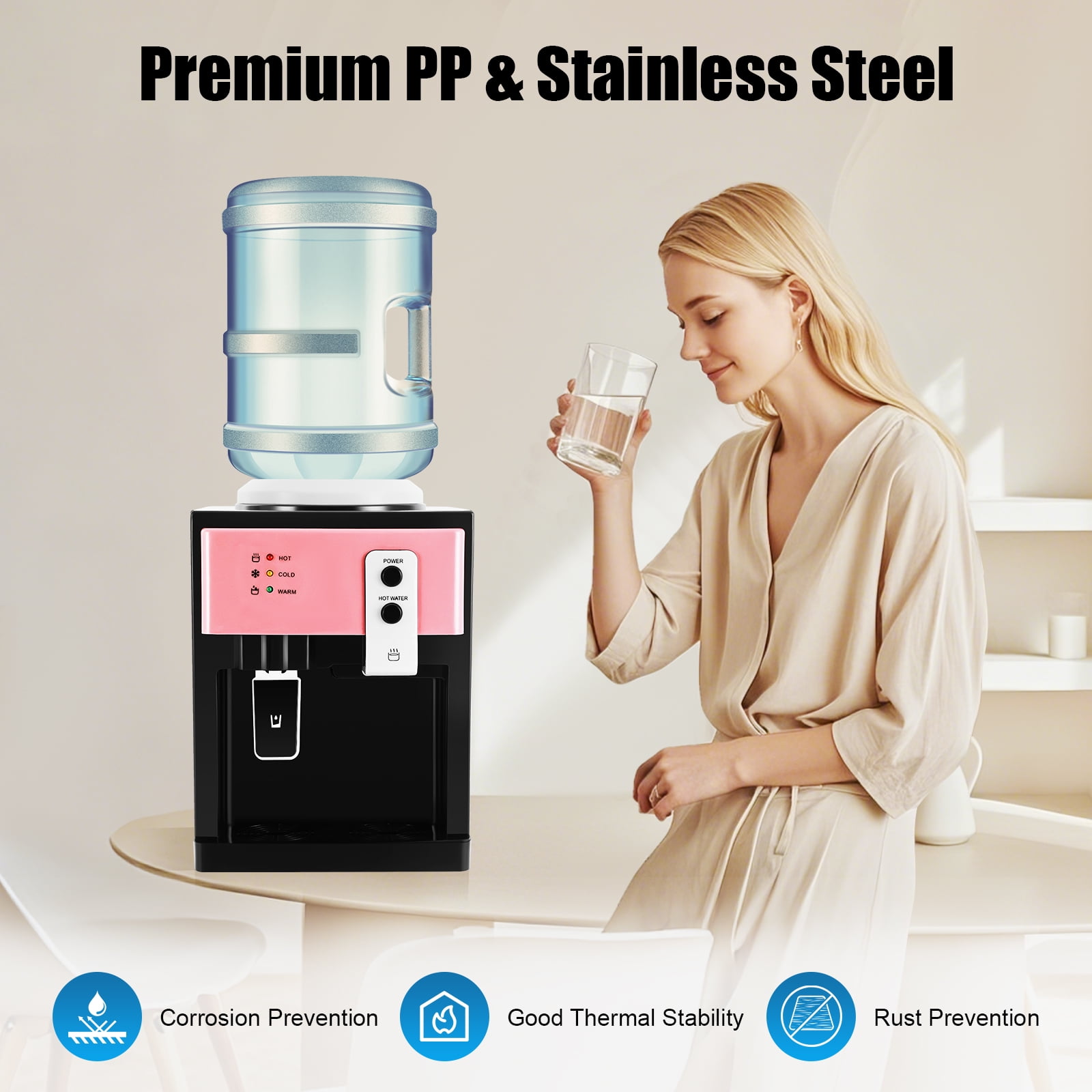 5 Gallons Water Cooler Dispenser Bottom Loading Hot/Cold Water Home Office NEW 10-38℃/50-100.4℉ 110V, 60Hz Corded Electric