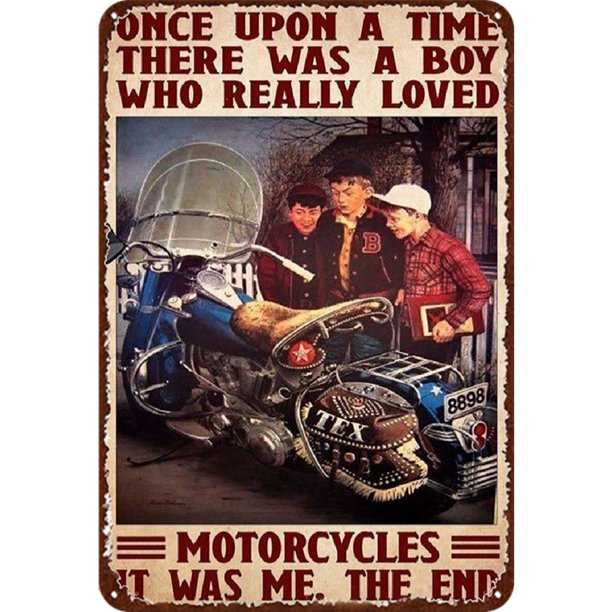 Placa Metal Vintage para Motocicletas Pintura Hierro Rectangular Artística Pared 30x40cm