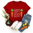 thumbnail image 4 of Prolriy T-Shirts de Pâques pour Femmes Joyeuses Pâques T-Shirt à Manches Courtes Col Rond Imprimé Carotte Tenue de Pâques pour Femmes, Hauts pour Femmes Rouge m, 4 of 5