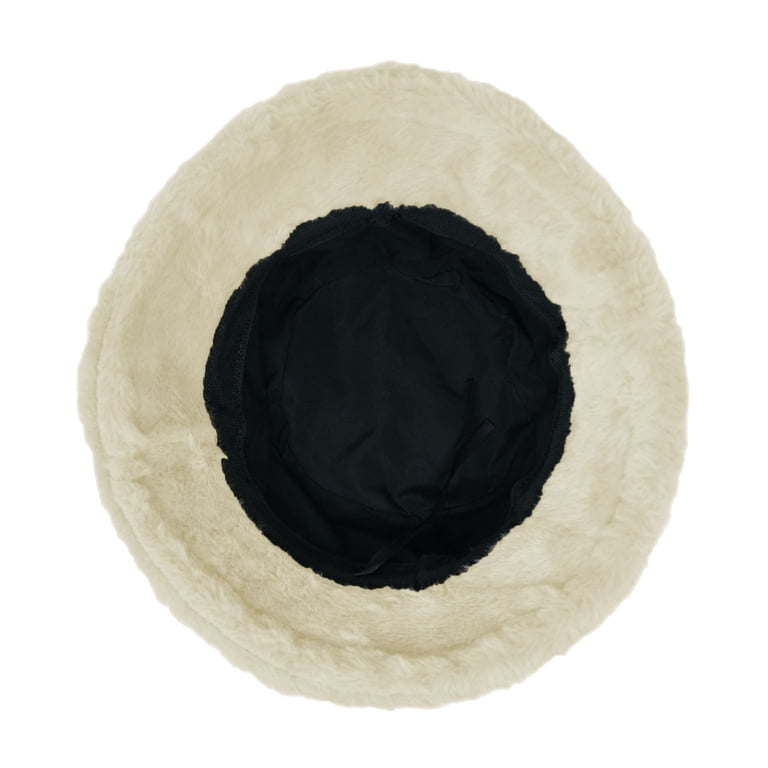 Faux Fur Bucket Hat Adjustable Winter Plush Wide Brim Cozy Women Plush Fluffy Bucket Hat Warm Lining Winter Faux Fur  main image 2