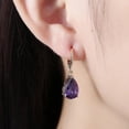 thumbnail image 7 of Yellow Gold Platinum Plated Earrings Drop Dangle Zircon L585, 7 of 7