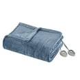 thumbnail image 4 of Beautyrest Heated Plush Solid Microlight Blanket, Twin, Sapphire Blue, 4 of 9